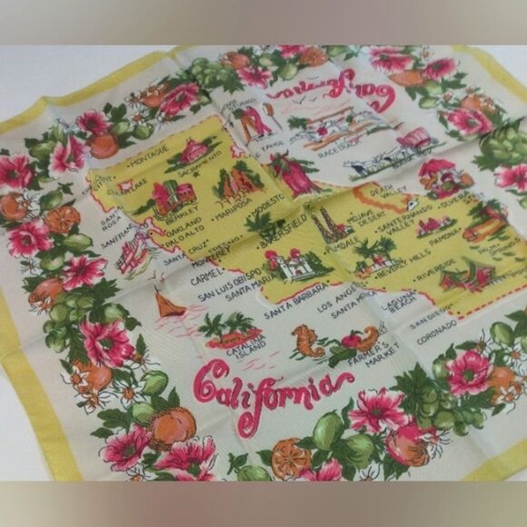 California USA Scarf  Souvenir Square USA Vintage - Picture 3 of 11